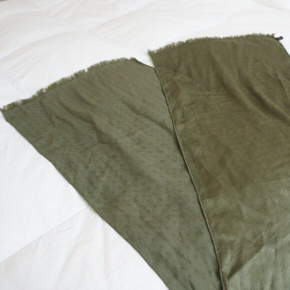 Vintage Valentino Dark Sage Green 100% Silk Scarf - Picture 10 of 12